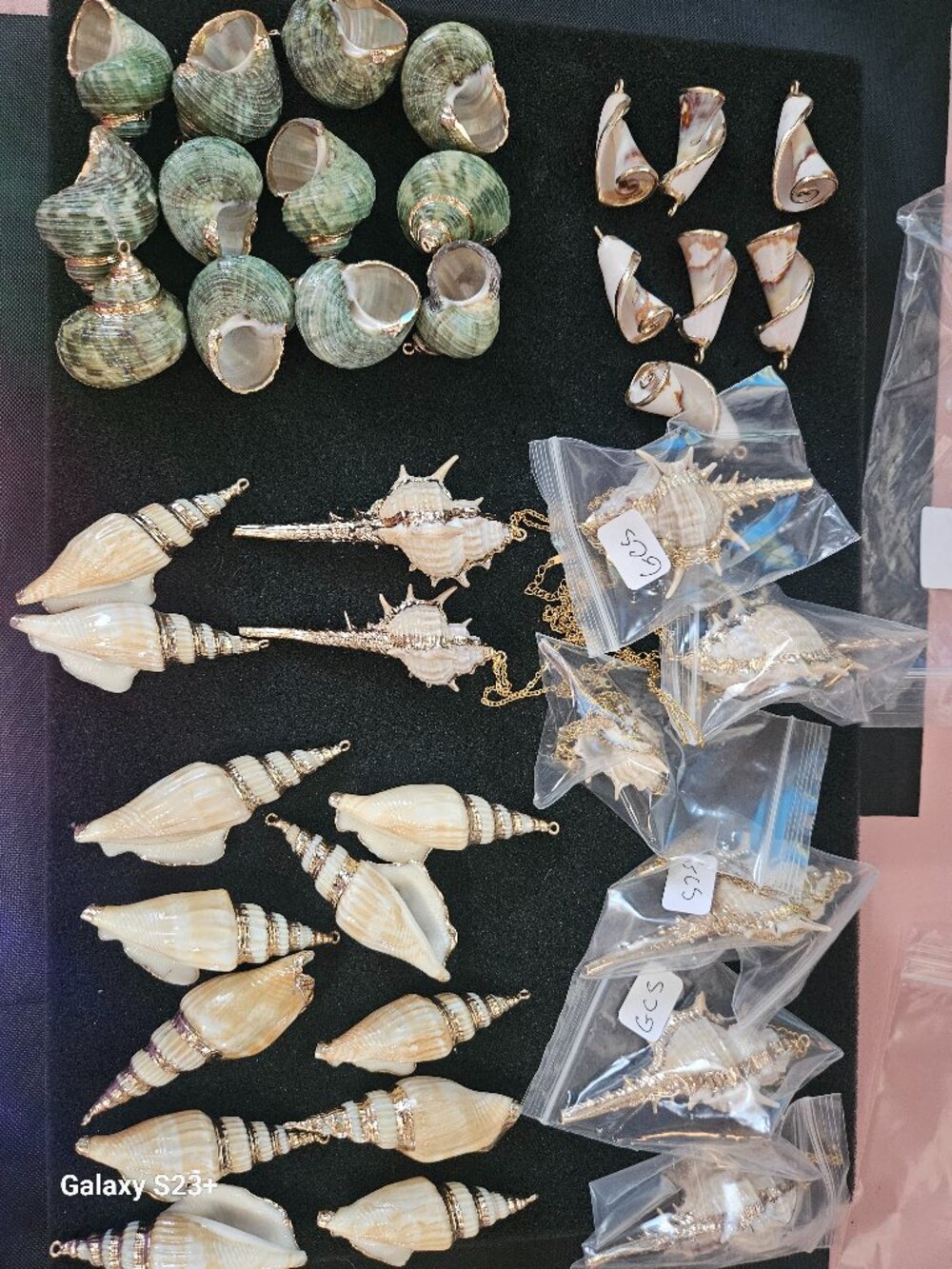 Bulk Gold Electroplated Shell Pendant Lot | 39 Coastal Beach Necklaces | Reselle